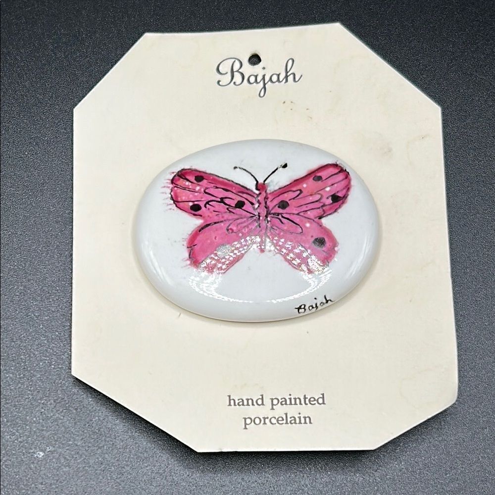 BOGO Free Jewelry…New Bajah Signed Hand Painted Butterfly Porcelain Brooch Pin